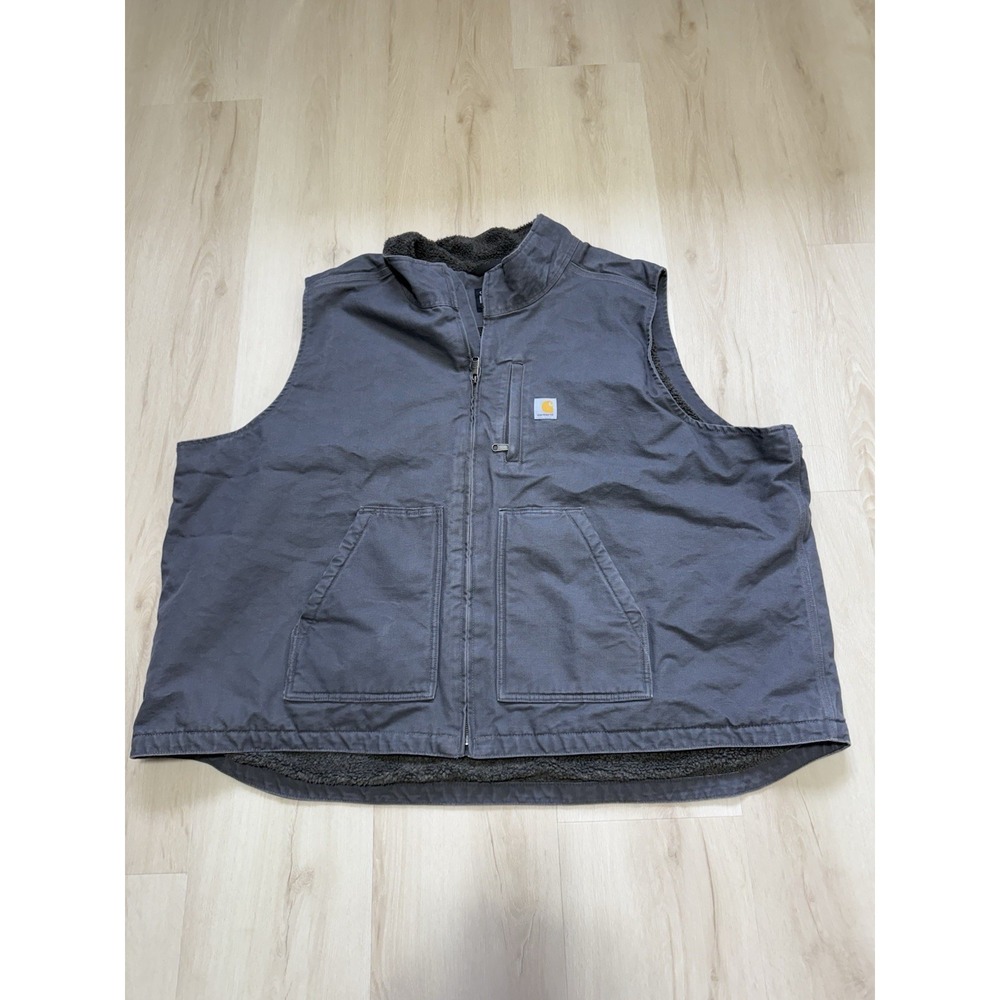 Carhartt 104277 Mock Neck Sherpa Lined Vest Loose Fit Gray Size Men's 5XL